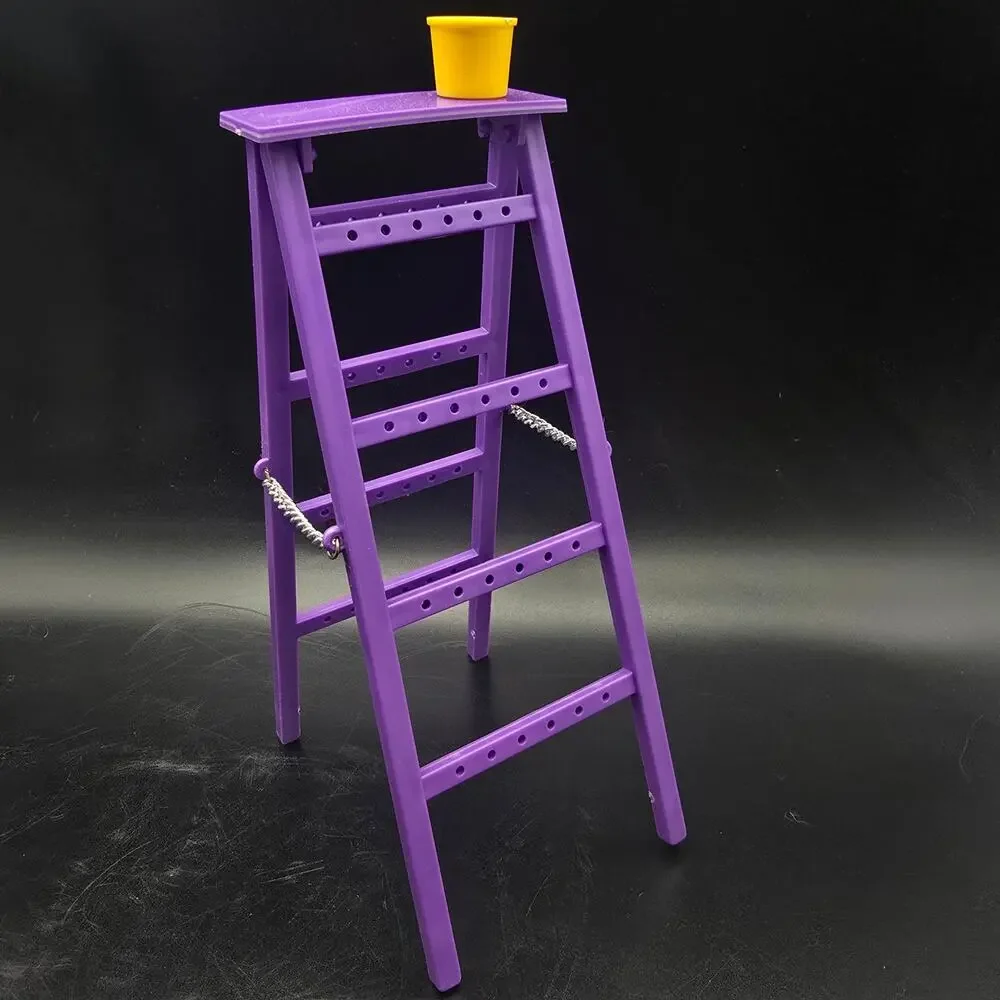 Vintage Purple Ladder Earring Rack Tree with Paint Bucket Plastic 1980s